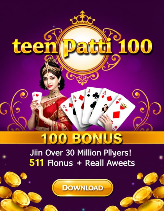 Teen Patti 100 Bonus Banner